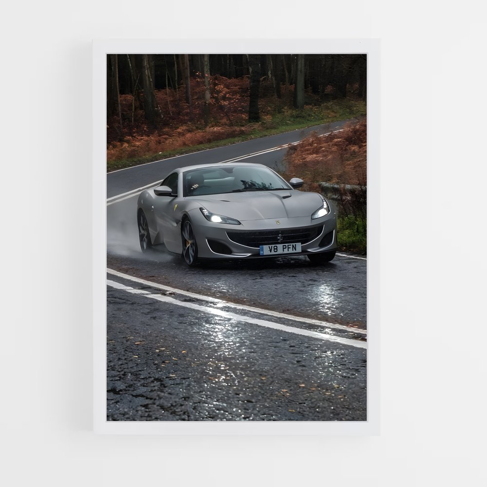 Poster Route Pluvieuse – affiche Ferrari (vue 3)